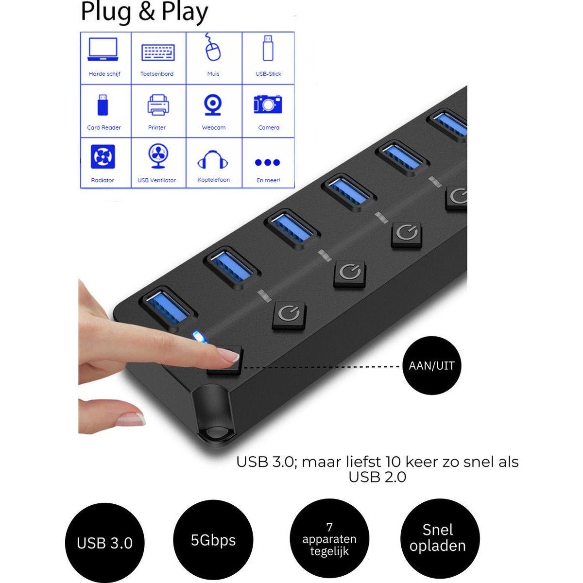 Innova Essentials USB 3.0 Hub - 7 Poorten - Innova EssentialsInnova Essentials
