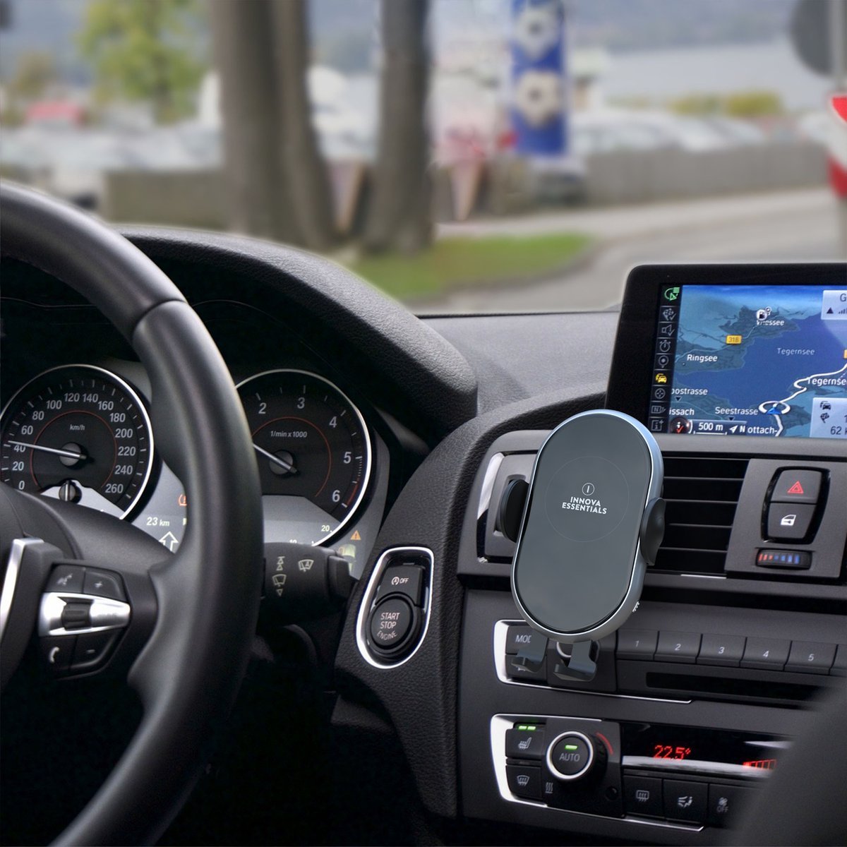Innova Telefoonhouder met Qi Draadloze Oplader Auto (15 Watt Autolader) - Innova EssentialsInnova Essentials