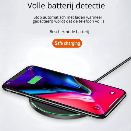 De lader stopt automatisch met laden wanneer de telefoon vol is