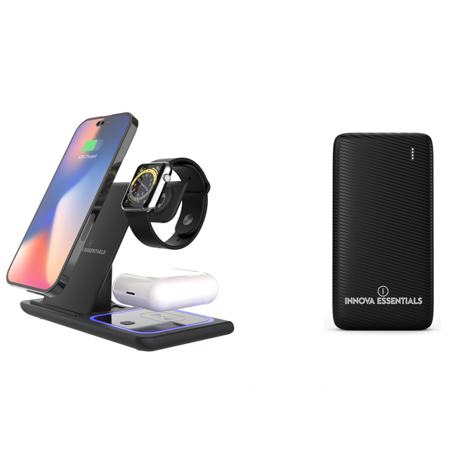 Innova Power Duo – 3-in-1 Draadloze Oplader + Mini Powerbank 10.000 mAh