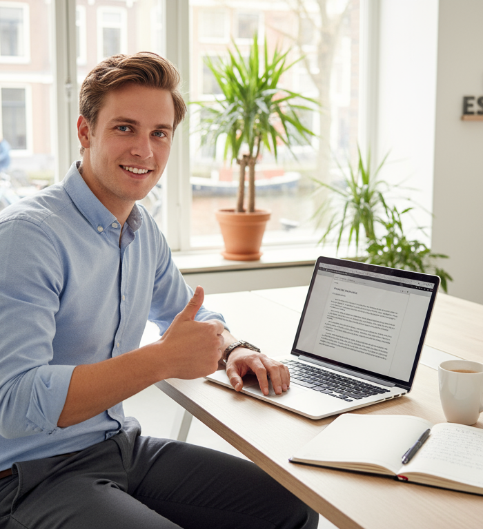 iets meer een Nederlandse man op kantoor 