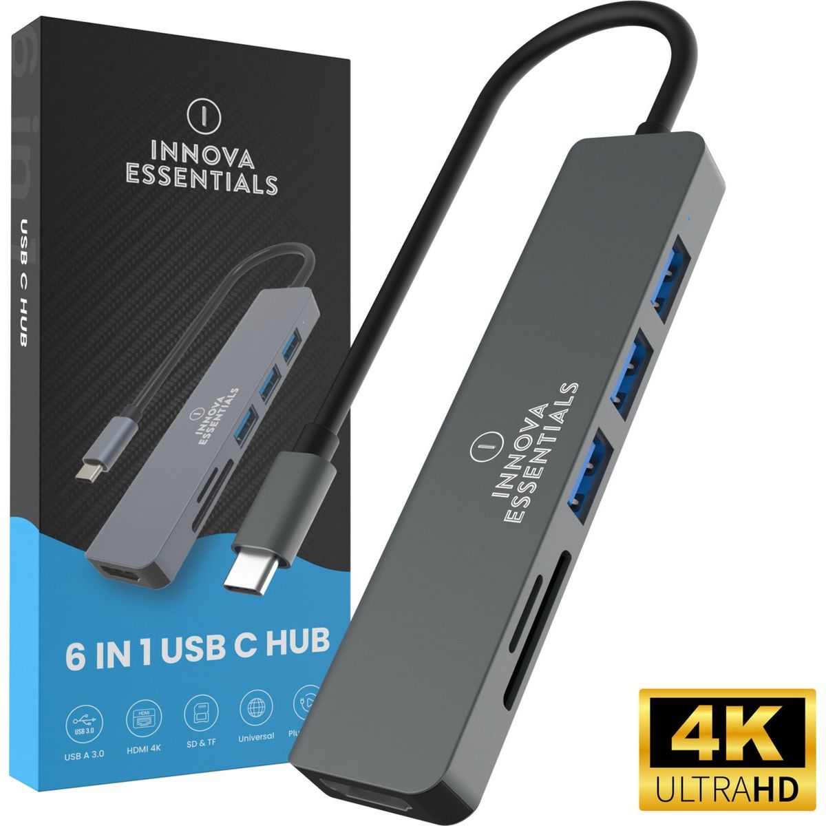 Innova Essentials 6 in 1 USB C Hub 3.0 - 4K UHD HDMI - Innova EssentialsInnova Essentials