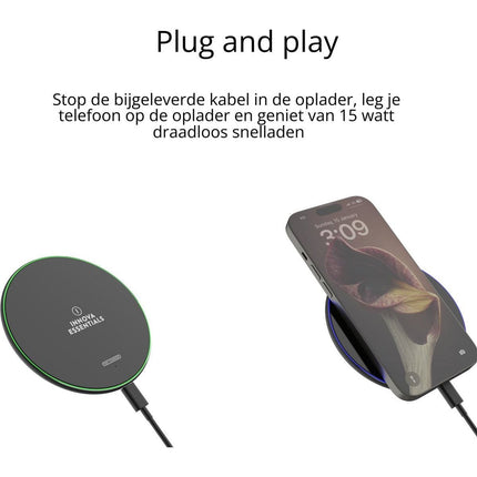 Innova Essentials Draadloze Oplader - QI Snellader - 15W - Innova EssentialsInnova Essentials