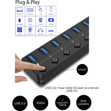 Innova Essentials USB 3.0 Hub - 7 Poorten - Innova EssentialsInnova Essentials