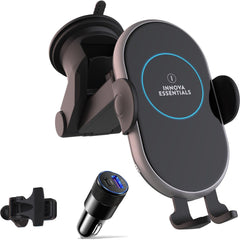 Innova Telefoonhouder met Qi Draadloze Oplader Auto (15 Watt Autolader) - Innova EssentialsInnova Essentials